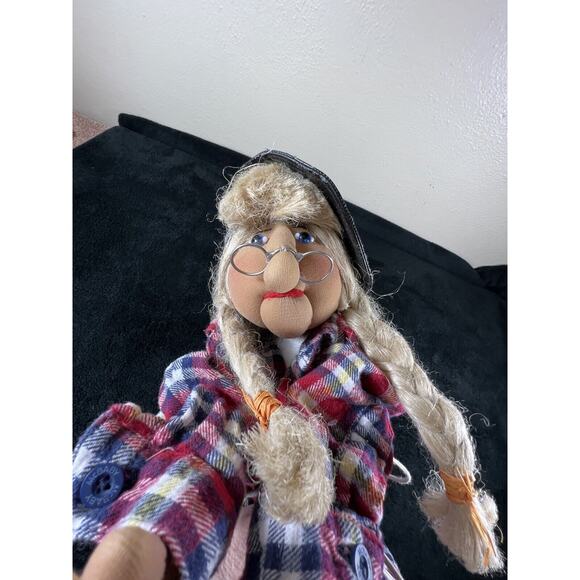 Vintage Nylon Hose Art Witch with Broomstick Halloween - Picture 3 of 12